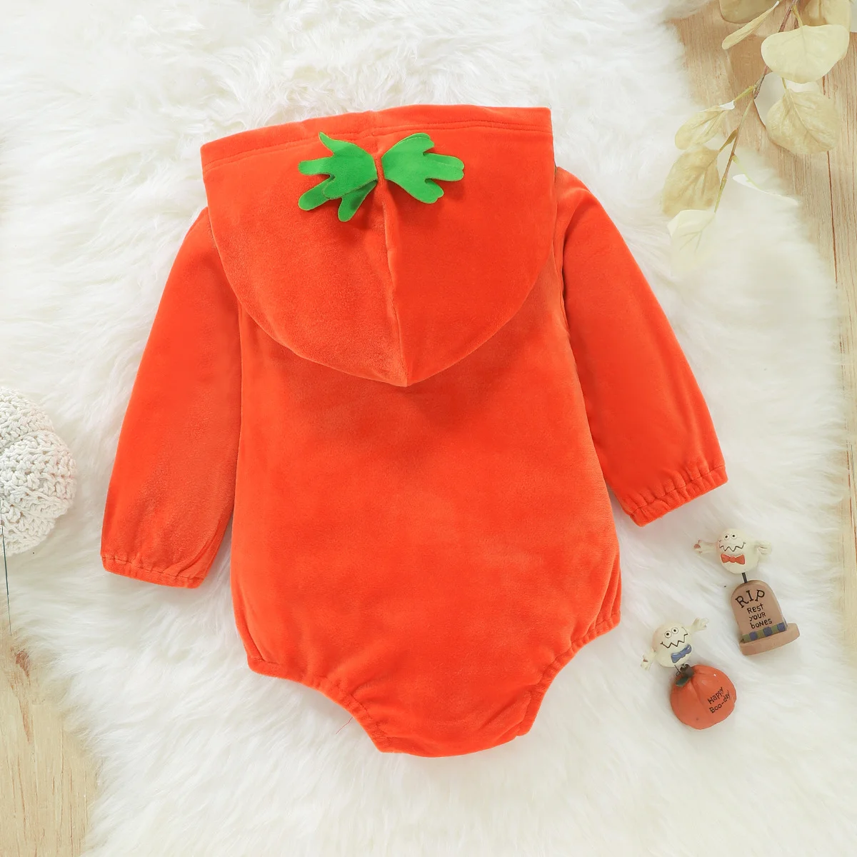Funny Pumpkin Face! Baby Pumpkin Hooded Long-Sleeved Bodysuit Baby Bat Collar Funny Pumpkin Face Hooded Bodysuit Suitable for Da