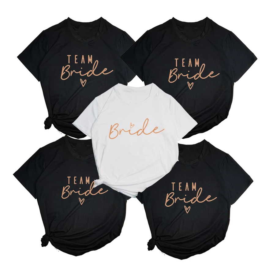 Team Bride Women T shirt Bride To Be Squad Evjf Bachelorette Hen Party Bridesmaid Wedding Tops Tee T853