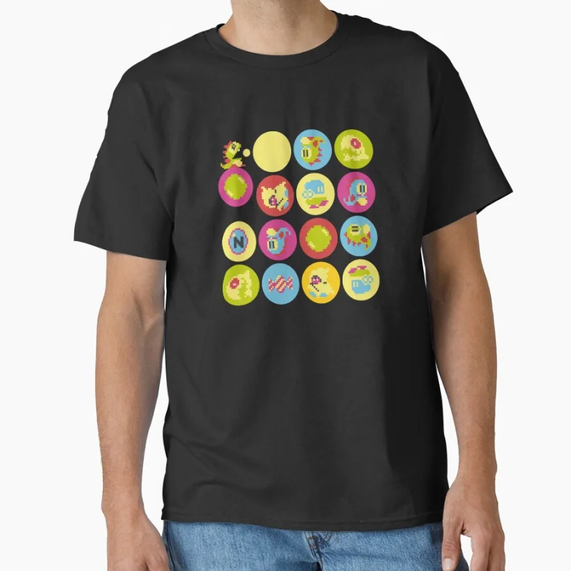 

80s Video game Bubble Bobble Time Cute dragons Pixel Arcade nostalgia Old school Gift T shirt for man Large size Tops