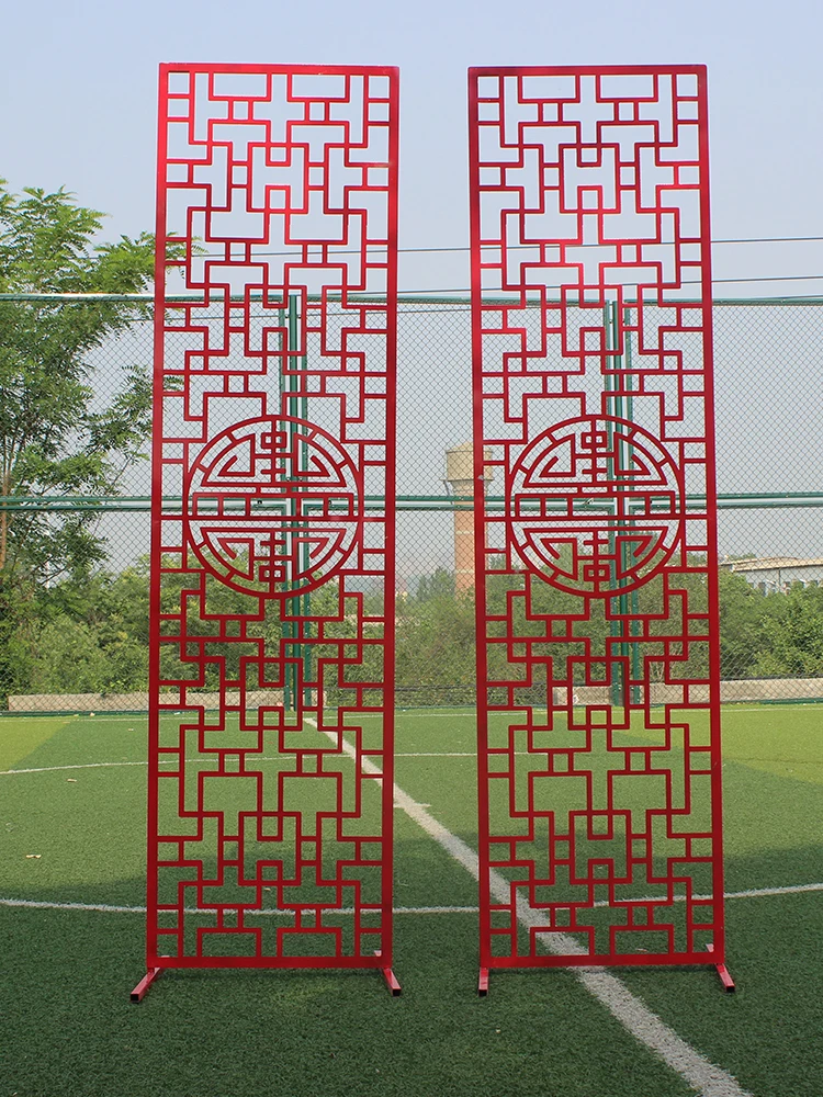 

New Chinese wedding props wrought iron carved background screen stage background decoration