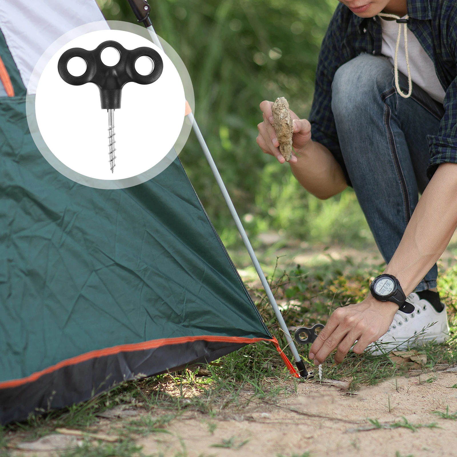 

4pcs Tent Heavy Duty Camping Beach Lawn Stakes Thickened Durable Sand Tarp Canopy Yard Groundsheet Gardening Plastic Pegs