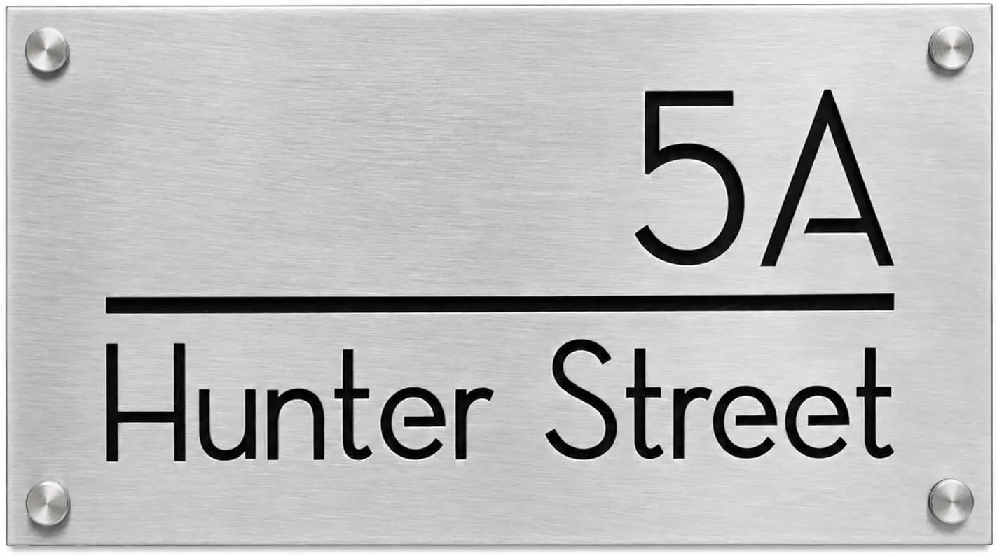 Brushed Steel Outdoor Plaque House Number Sign