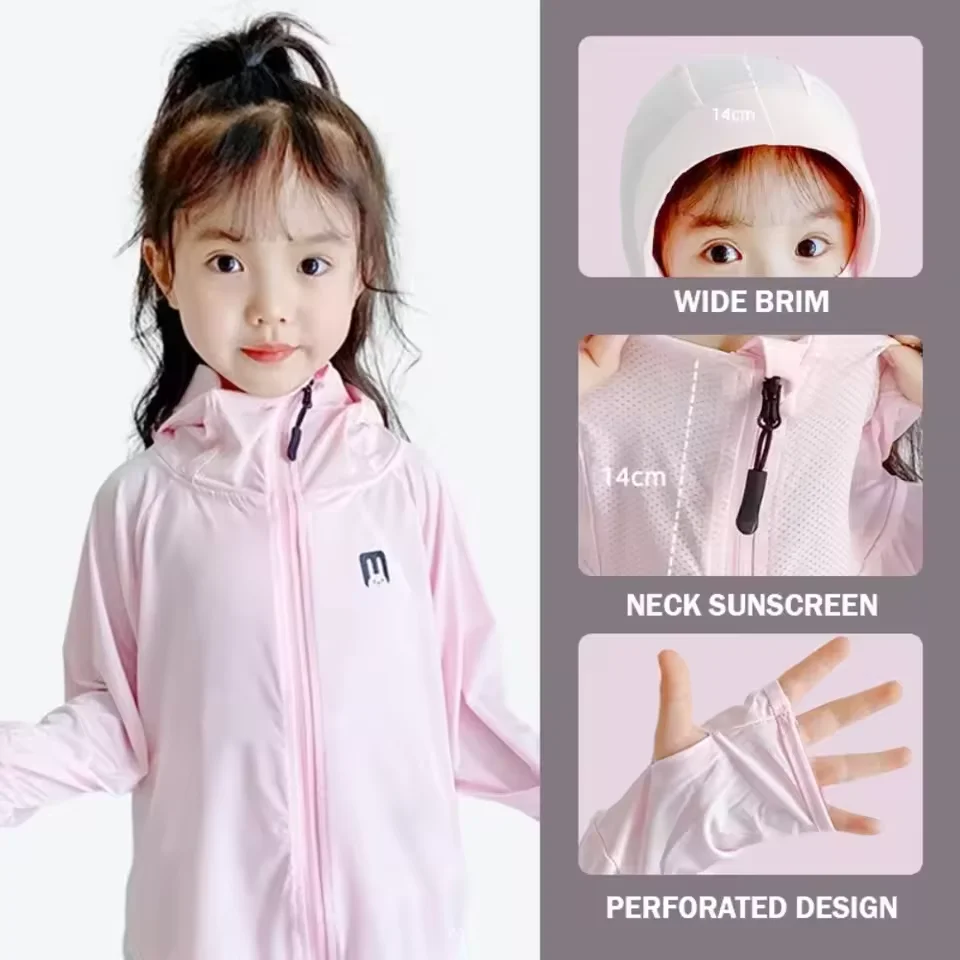 Children's Sun Protection Clothing Outdoor Ice Silk Sun Protection Jacket UV Resistant Summer Outdoor Play Sun Protection Jacket
