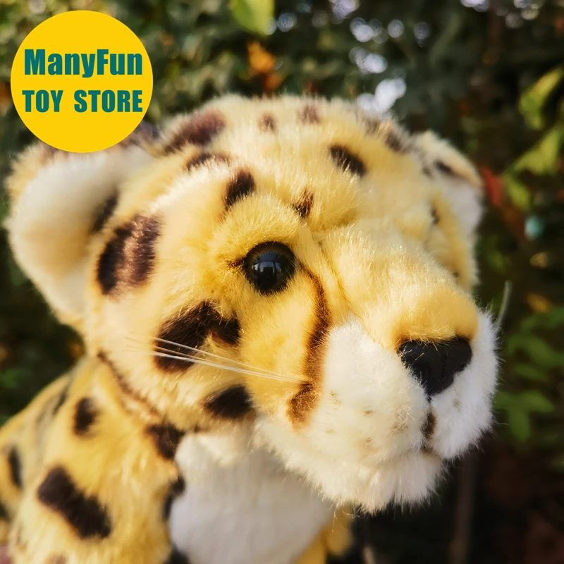 Cheetah Plush Animal Realistic Leopard Stuffed Toy Lifelike Safari Leopard & Jaguar Plushie Wild Spotted Big Cat Doll Lovers