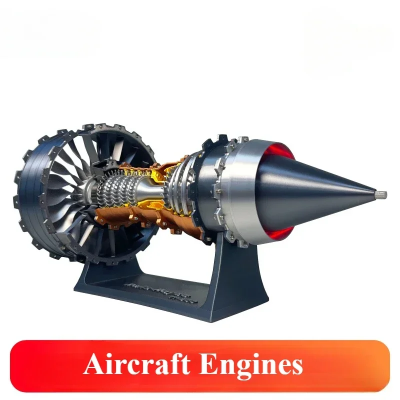 

47CM Aviation Engine Model Red Tail Flame Electric Turbine Model Turbofan Engine Ornaments Collection Gift Toy