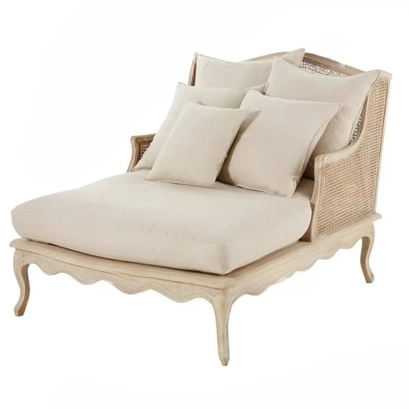 

American retro living room, villa concubine sofa, single leisure recliner, French rattan lazy balcony sofa