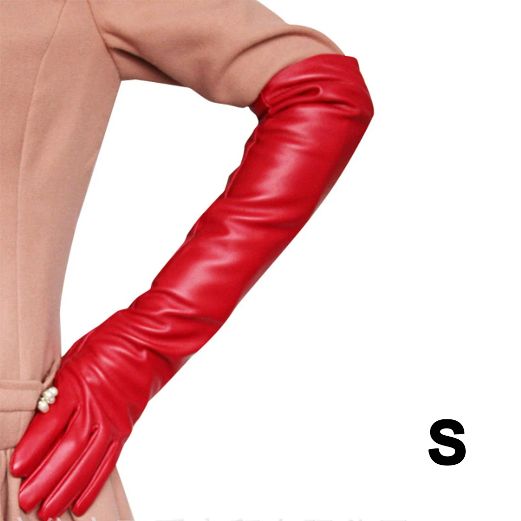 

Easy To Match Fashionable And Elegant Long PU Leather Gloves For Women Women Long PU Leather Gloves