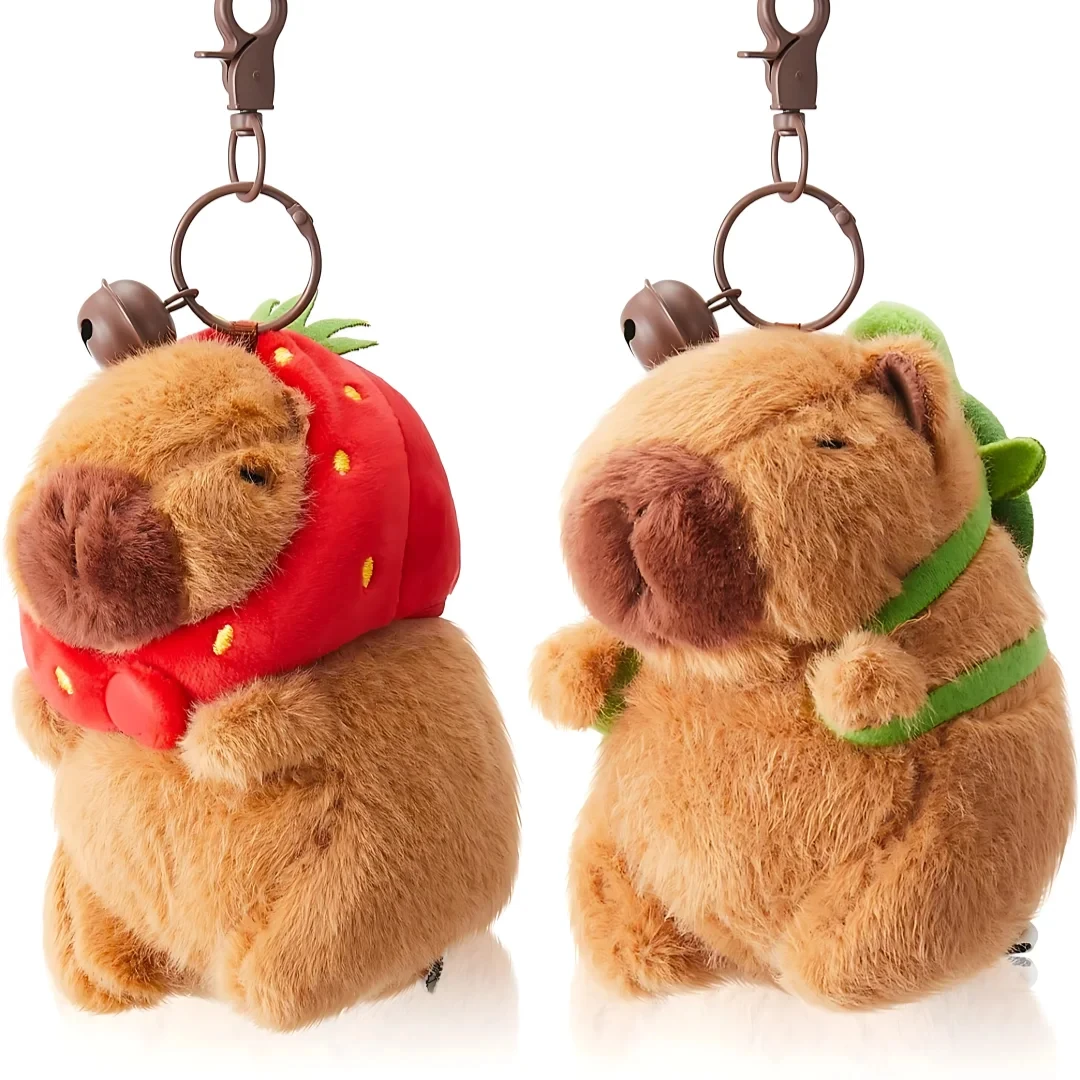 카피바라 펜던트 봉제 인형 가방 걸이 장식품, 귀여운 카필라 키체인 인형, 어린이 배낭 생일 선물, 푹신한 만화