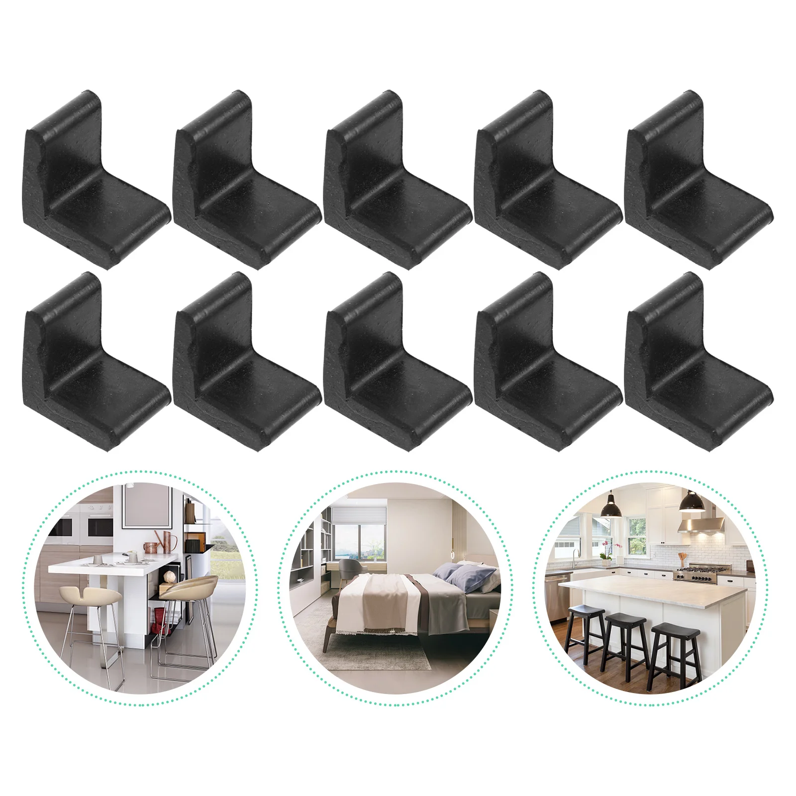 

10pcs Rubber Angle Iron Foot Pads Black L-Shape Furniture Leg Caps Floor Protector For Home Office Factory Angle Bracket