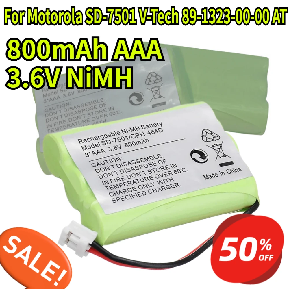 

800mAh AAA 3.6V NiMH Battery for Motorola SD-7501 V-Tech 89-1323-00-00 AT & T Lucent 27910 CPH-464D Cordless Home Phone