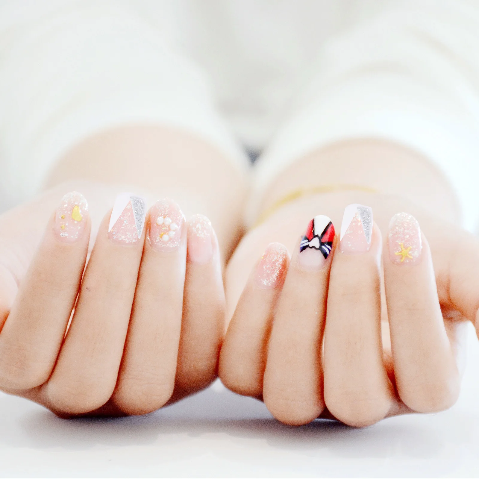 

8 Sheets French Tip Nail Stickers Shiny Manicure Art Decals DIY Stick on for Phone Case Cards Crafts Women