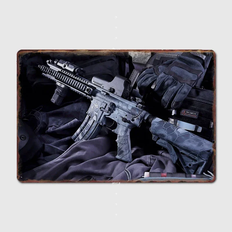 AR15 Assault Rifle Metal Plaque Garage Club Wall Plaque Club Home Funny Tin Sign Poster