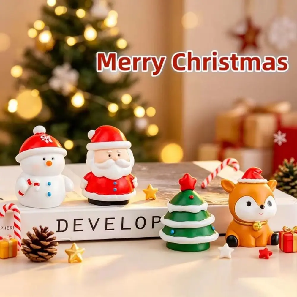 Resin Christmas Figurine Decoration Delicate Classic Christmas Tree Figurine Vivid Compact Santa Claus Figurine Home Decor
