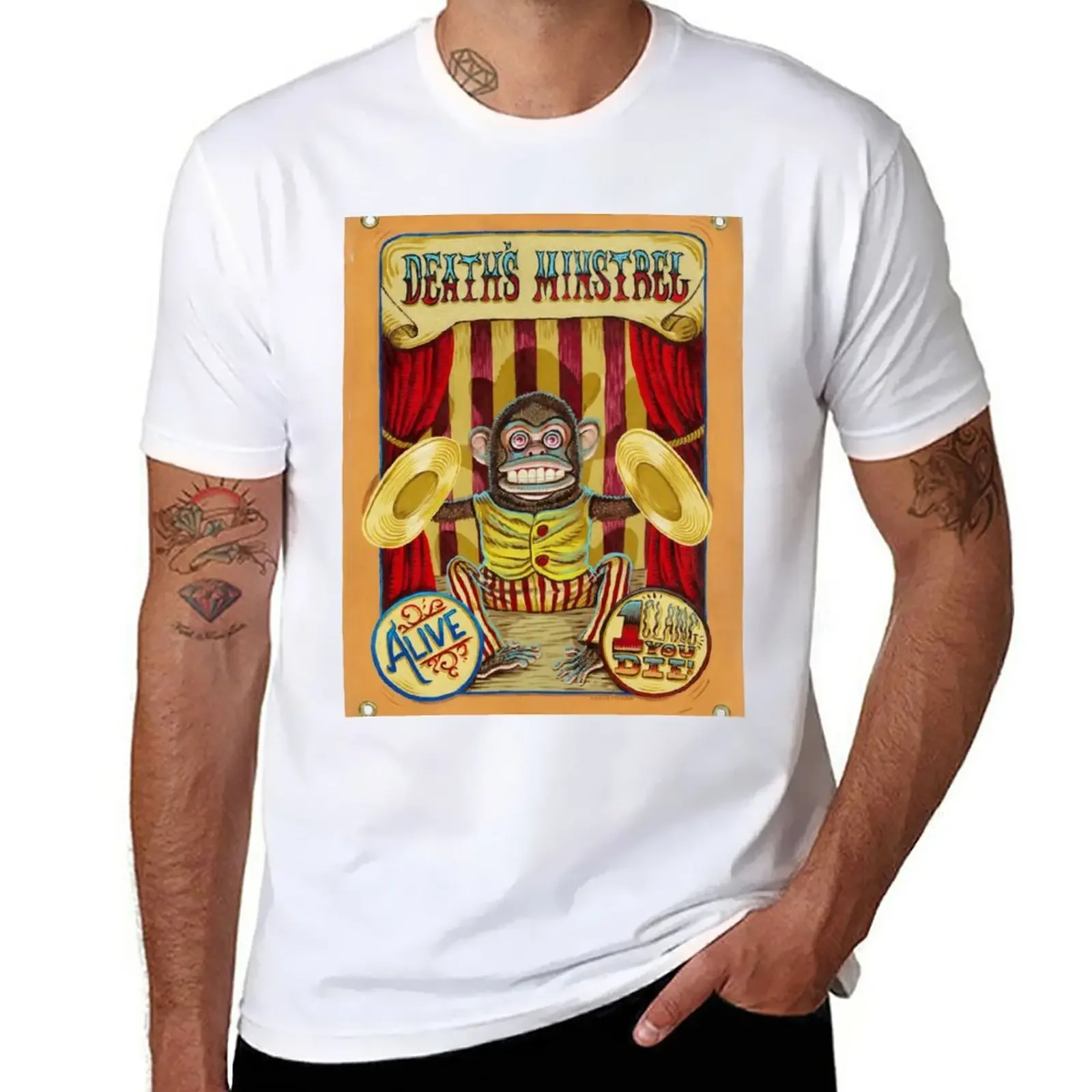 New Death's Minstrel: Jolly Chimp Sideshow Banner T-Shirt heavyweight t shirts summer tops men t shirts