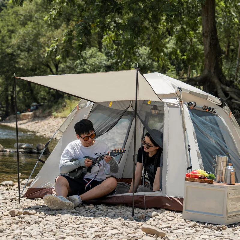 YOUSKY Instant Pop-Up Automatic Dome Tent with Floor Tarp Quick Setup for Family Beach Hiking 3 - 4 Person Tent