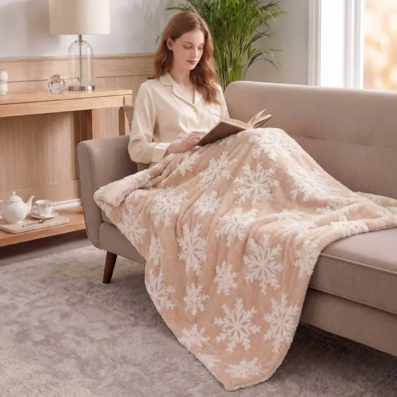 Christmas Jacquard Double-layer Blanket Office Blanket Sofa Throw Cover Blanket All-season Home Blanket Home Textiles