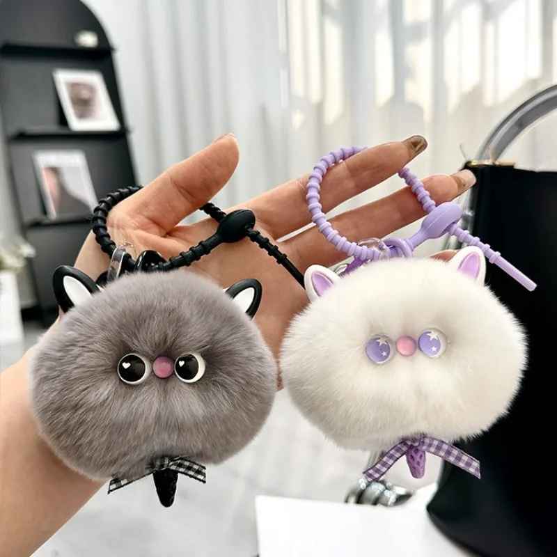 LLavero de gato de peluche, llavero de dibujos animados de gatito, bolso para mujer y niña, llavero colgante, bolso escolar, regalo