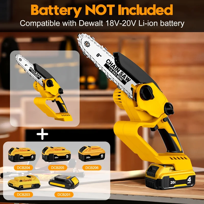 Mini Cordless Chainsaw 8-inch Fast And Powerful Cutting Brushless Electric Handheld Chainsaw Tree Trimming (Without Battery)