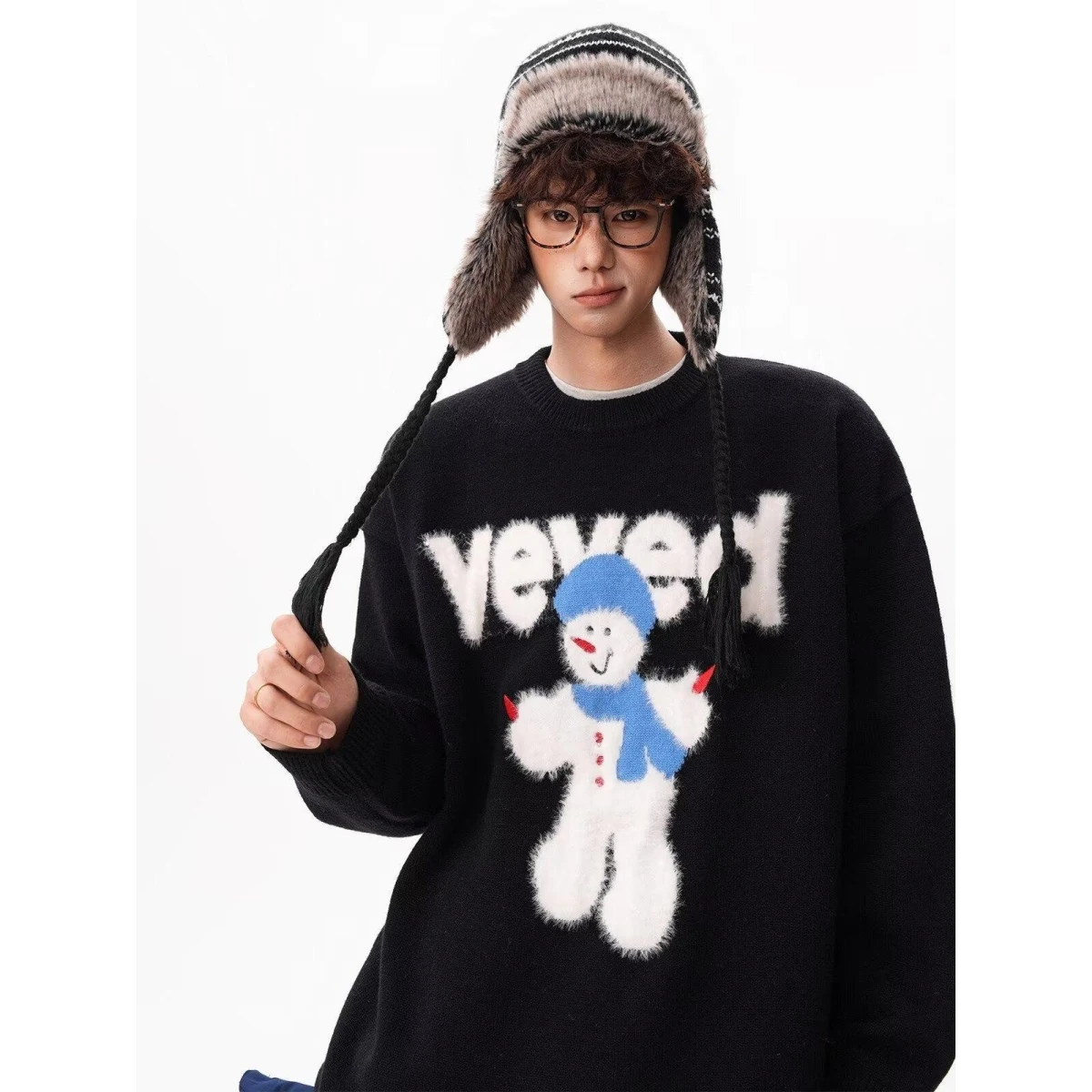 

Thiened Cartoon Knitted Sweater for Boys And Girls Spring Autumn Faionable Warm Long Sve round Ne Top for Kids