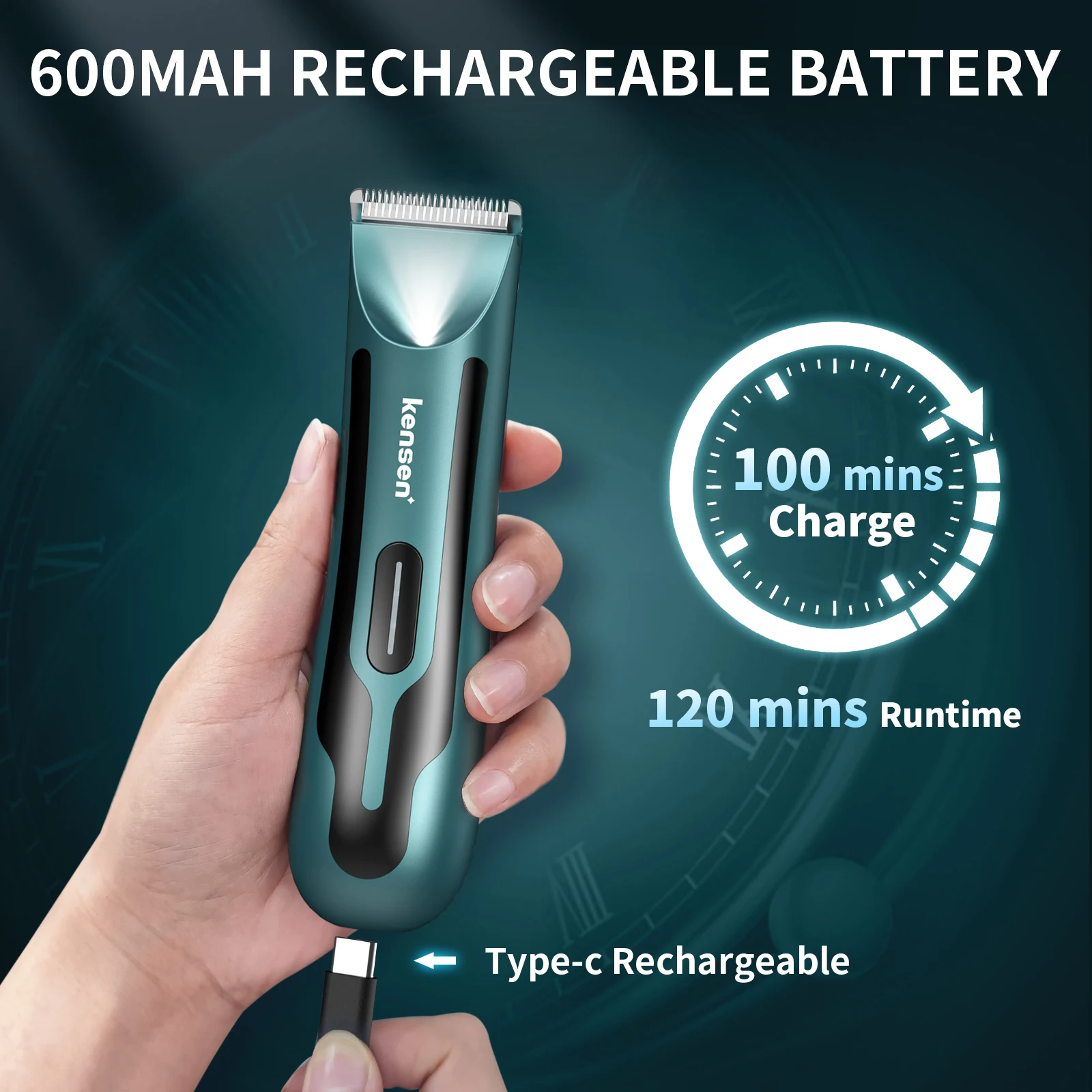 Kensen-Tondeuse Électrique Rechargeable pour Homme, Appareil pour Épilation du Corps, des Zones Sensibles, de l'Aine et du Bikini, Machine pour Ministres les Cheveux