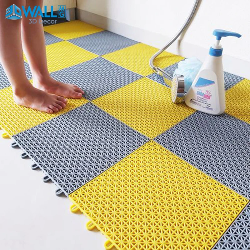10 Piece Sport Floor Car Wash Balcony Garden Swimming Pool Plastic Tile Bathroom Splicing Mats Grid Waterproof Sport Kindergarte