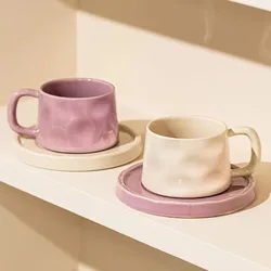 300ML Ceramic Coffee Mug with Saucer Breakfast Milk Mug Home Office Water Cup Latte Coffee Cup Afternoon teacup Birthday Gifts