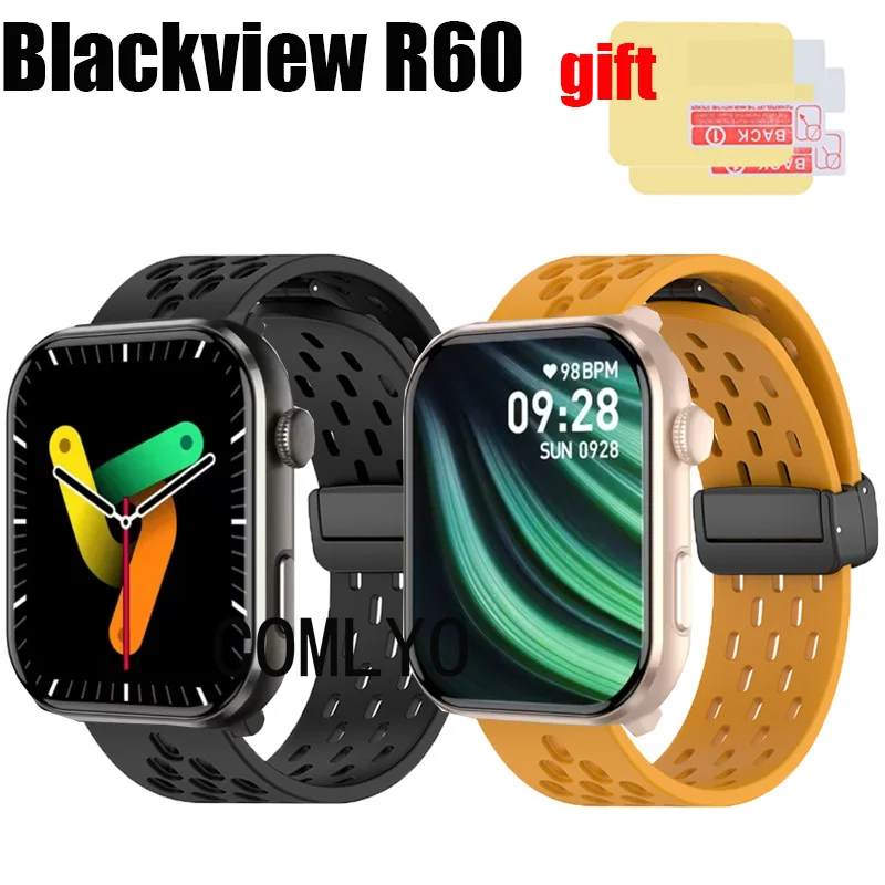 For Blackview R60 Smart Watch Strap Wristband Silicone Sports Folding buckle Soft Women Men Band Screen protector Film