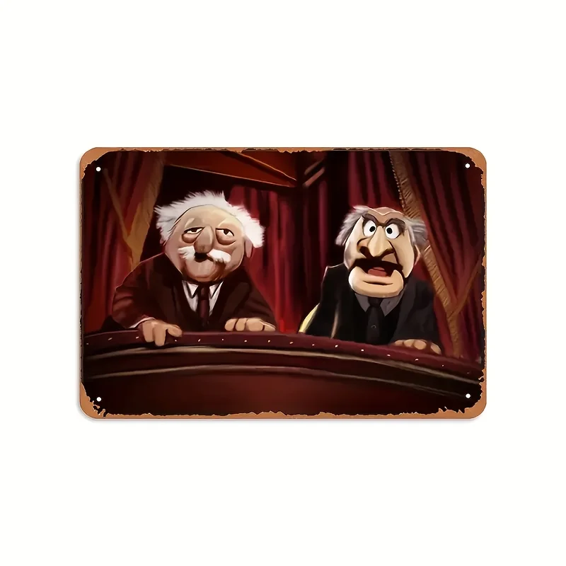Statler & Waldorf Vintage Metall-Wandkunst – Theater-Dekoration, Metallposter mit Eisenverzierung für Zuhause, Café, Bar, Büro – Mehrfarbig
