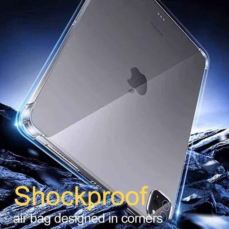 Clear Case For iPad 2024 Air 5 4 3 Pro 11 12.9 13 MINI 6 7 8 9 10 Generation 10.2 9.7 inch Transparent Soft Shockproof Cover