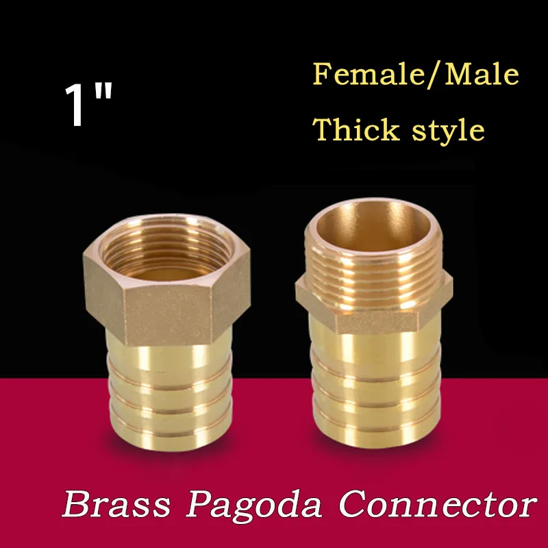 

1pcs BSP 1" Length 16~32MM Thick Style Pagoda Connector Hose Barb Connector Hose Thread Male/Female Brass Water Pipe Fittings