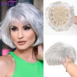 grey Blond Brown Synthetic Hair Pieces With Bangs Clip In Hair Extensions Black Hairpieces Replacement Cover White Hair For Wome