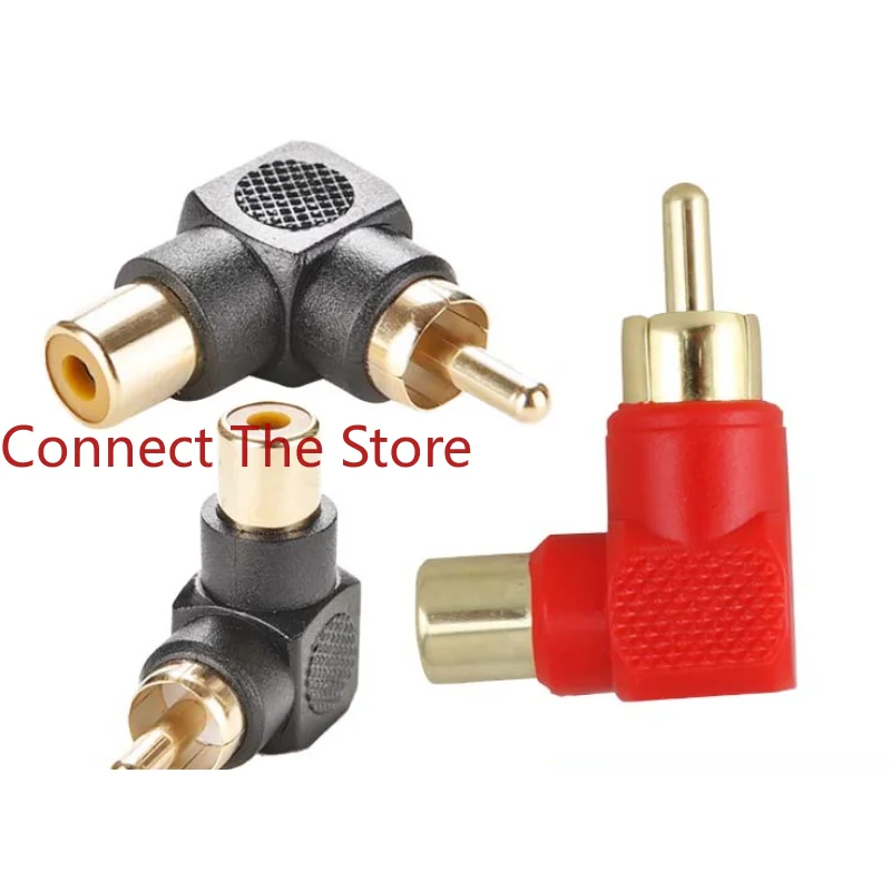 4PCS 90 Degree Elbow Right Angle Lotus Male To Female AV Video Head    RCA Plug   Socket Gold Plated