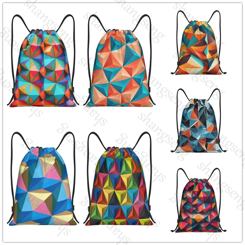 Drawstring Bag Sports Backpack Bundle Pocket Basketball Bags Boy Birthday Christmas Shoe Sports Bag Vector geometric triangle