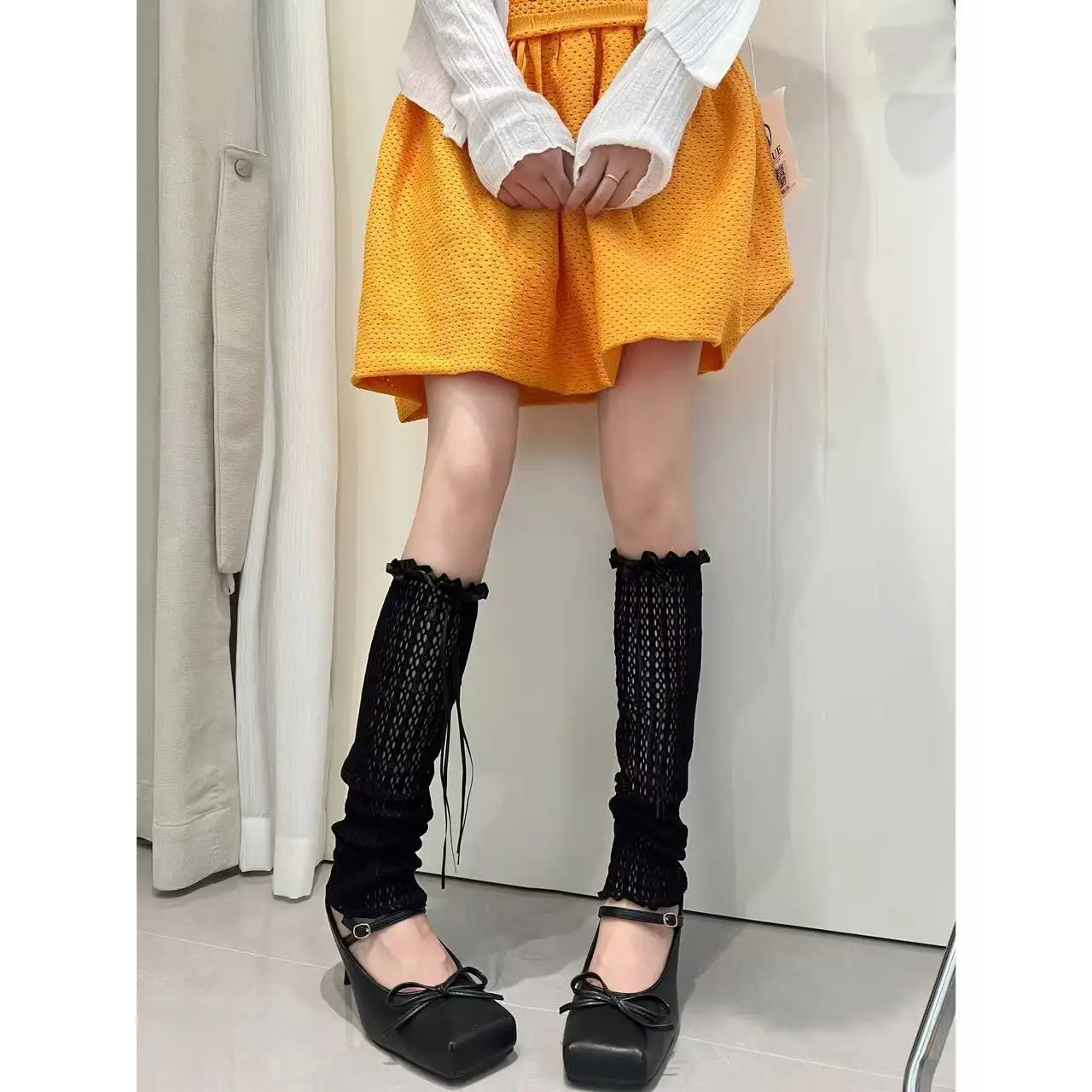 INS style-Summer Women's Sun Protection Satin Lace Ribbon Hollow-out Fishnet Socks - Breathable & Thin