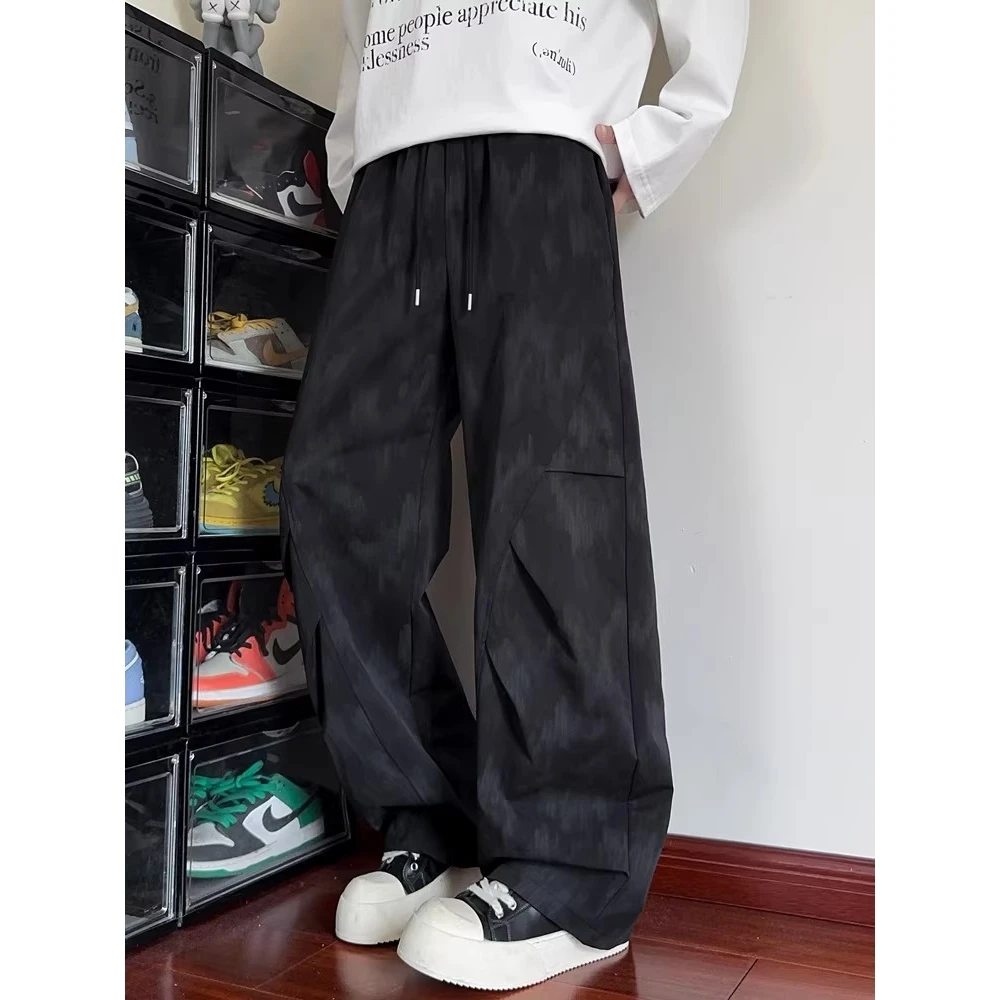 

Мужские повседневные брюки свободного кроя с эффектом окрашивания, весна-осень, новинка, спортивные, свободный крой, 100% полиэстер, модель M