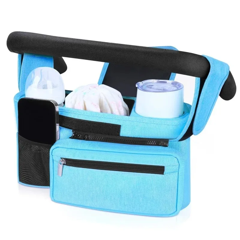 1pcs Lightweight Polyester Stroller Storage Hanging Bag Large Capacity Baby Trolley Organizer For Diaper Bottle Toys