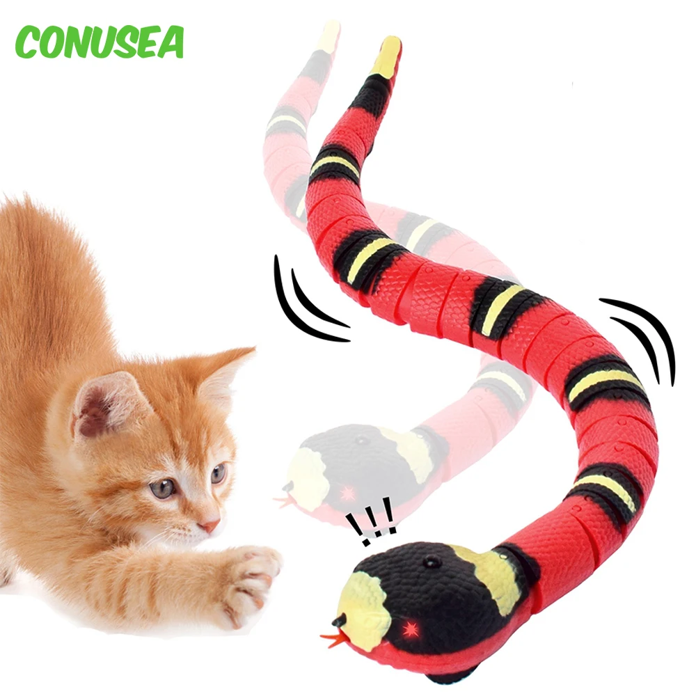 

Rc Snake Animals Intelligent Electric Obstacle Avoidance Silver Ring Snake Smart Sensing Electronic Toys for cat Halloween