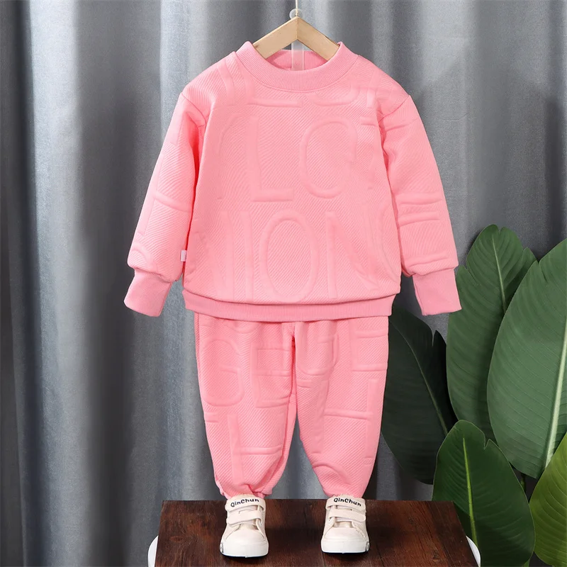 2024 New Boys Clothing Children Fashion Letter Set Spring Autumn Kids Girl's Long Sleeve Sweatshirt Tops Sport Pants Casual 2Pcs