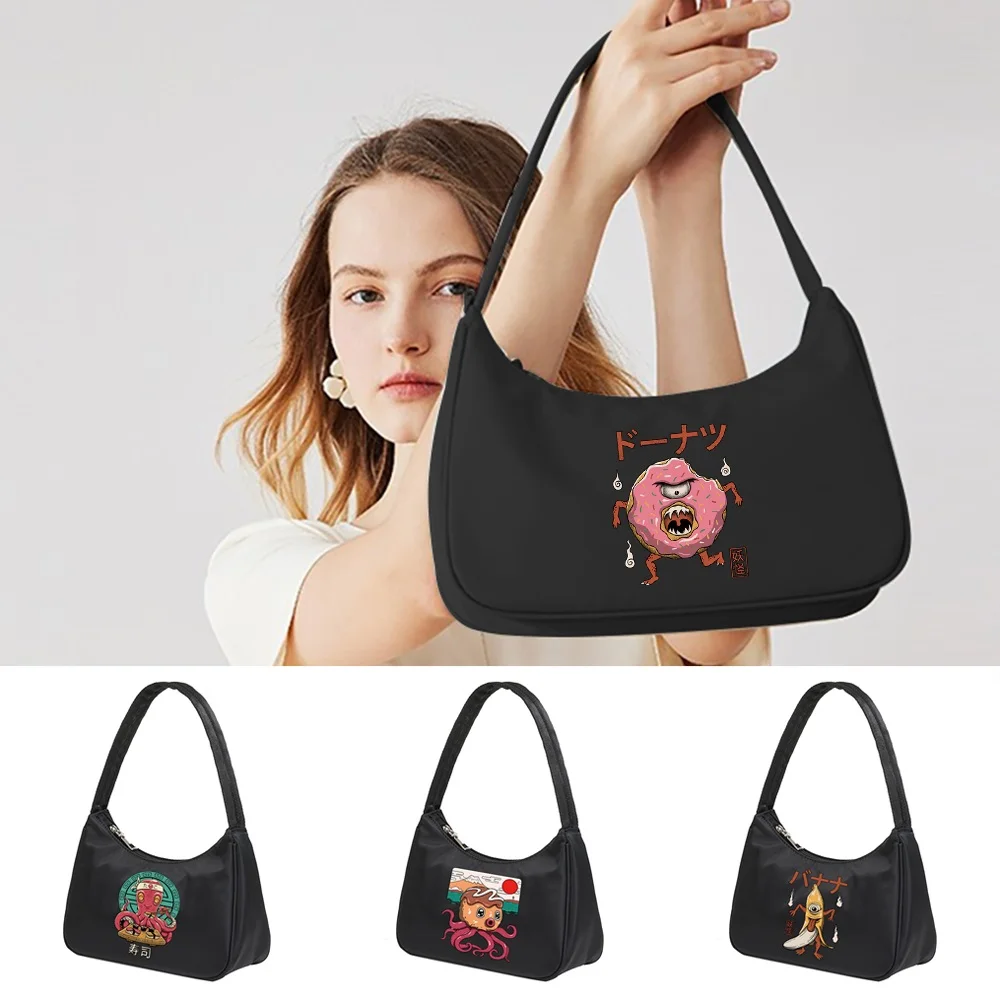 Women Premium Underarm Bags Fashion Casual Clutches Shoulder Bag Handbag Retro Female Cosmetic Bag All-match Cute Monster Print