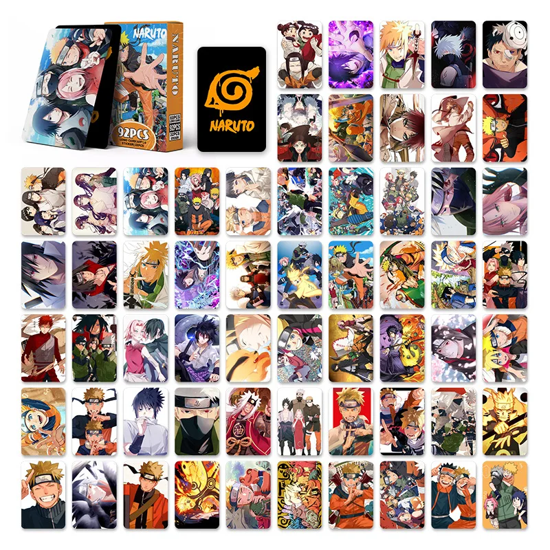 92 sztuk/zestaw seria Naruto wysokiej jakości karty Lomo Sasuke Kakashi Sakura Gaara HD drukowanie fotokarty i naklejki kolekcja prezentów