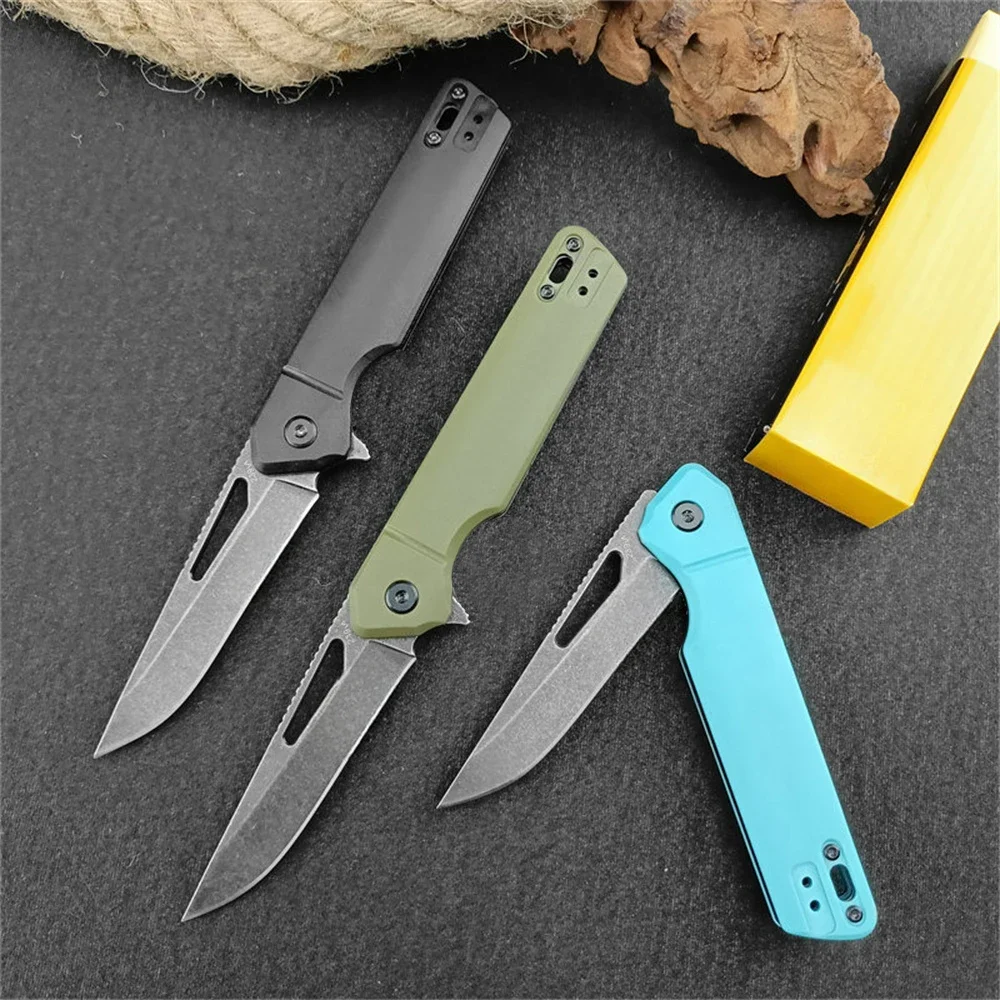 Newest Black/Green/Blue Model 239 Folding Knife 8Cr13Mov Drop Point Blade Nylon Fibre Handle EDC Defense Tool Hiking Knives