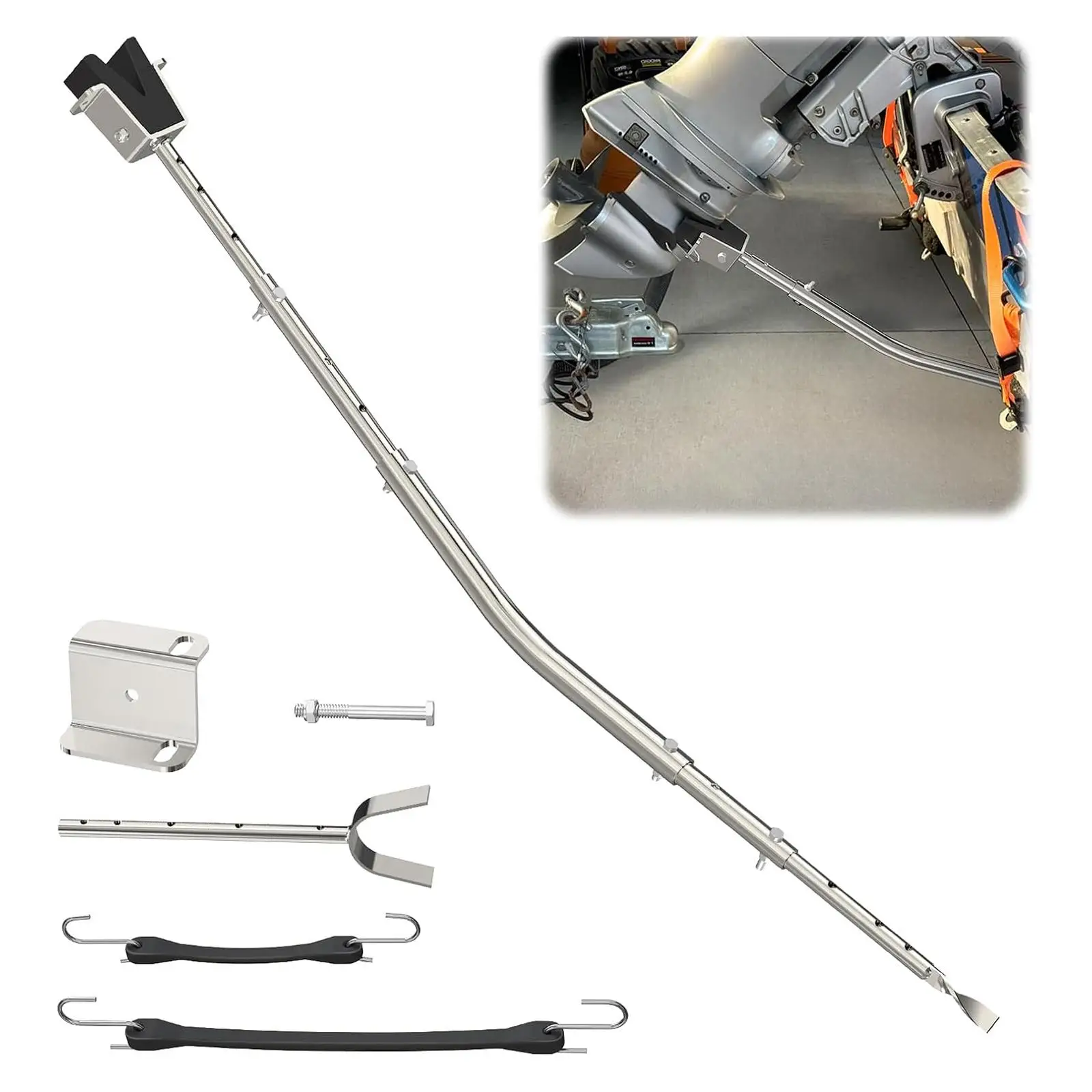 Shock Absorbing Transom Protector Bracket Carbon Steel Outboard Motor Support Rod for PVC Boat Accessories