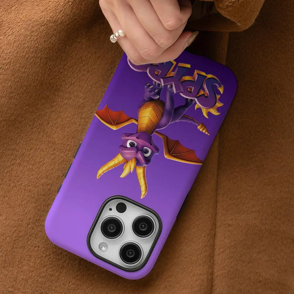 Custodia per telefono Game S-Spyro Series Dragon per iPhone 17 16 15 14 13 12 Pro Max Plus Guscio rigido liquido a doppio strato HD lucido