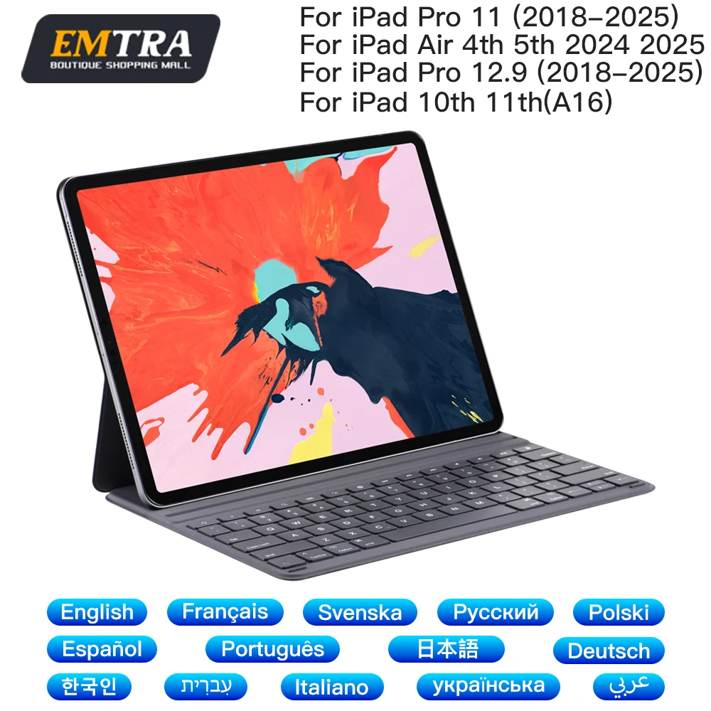 

Магнитная клавиатура Magic Keyboard для iPad 11th 2025 Air 6 11in 13in Bluetooth-клавиатура Беспроводная для iPad 12.9 Air 4 5 6 Pro 11 Чехол-подставка