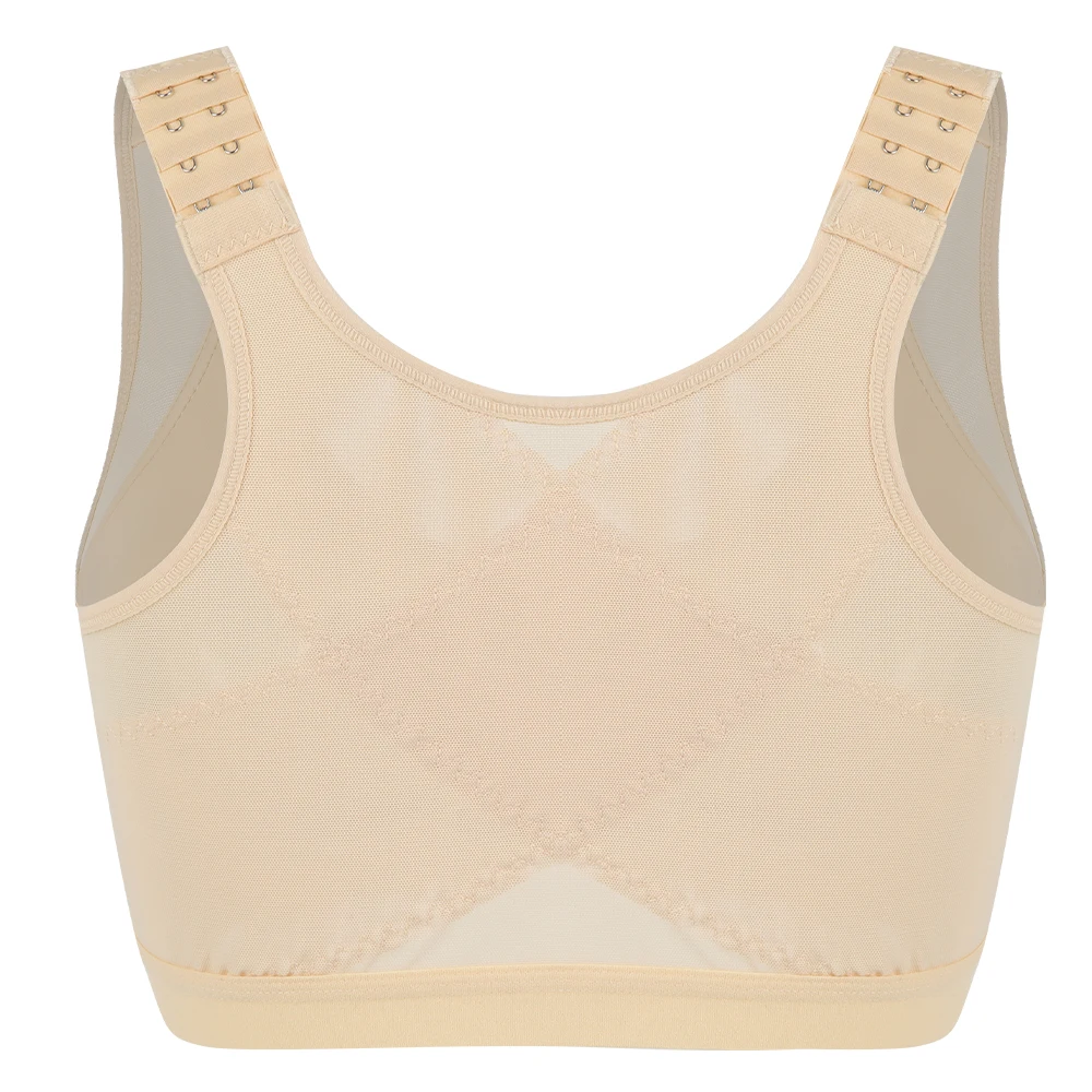 Postoperativer Kompressions-BH für Frauen mit Vorderverschluss, Drahtloser Sport-BH mit Rückenstütze, Komfortabler Bustier – Detail 6