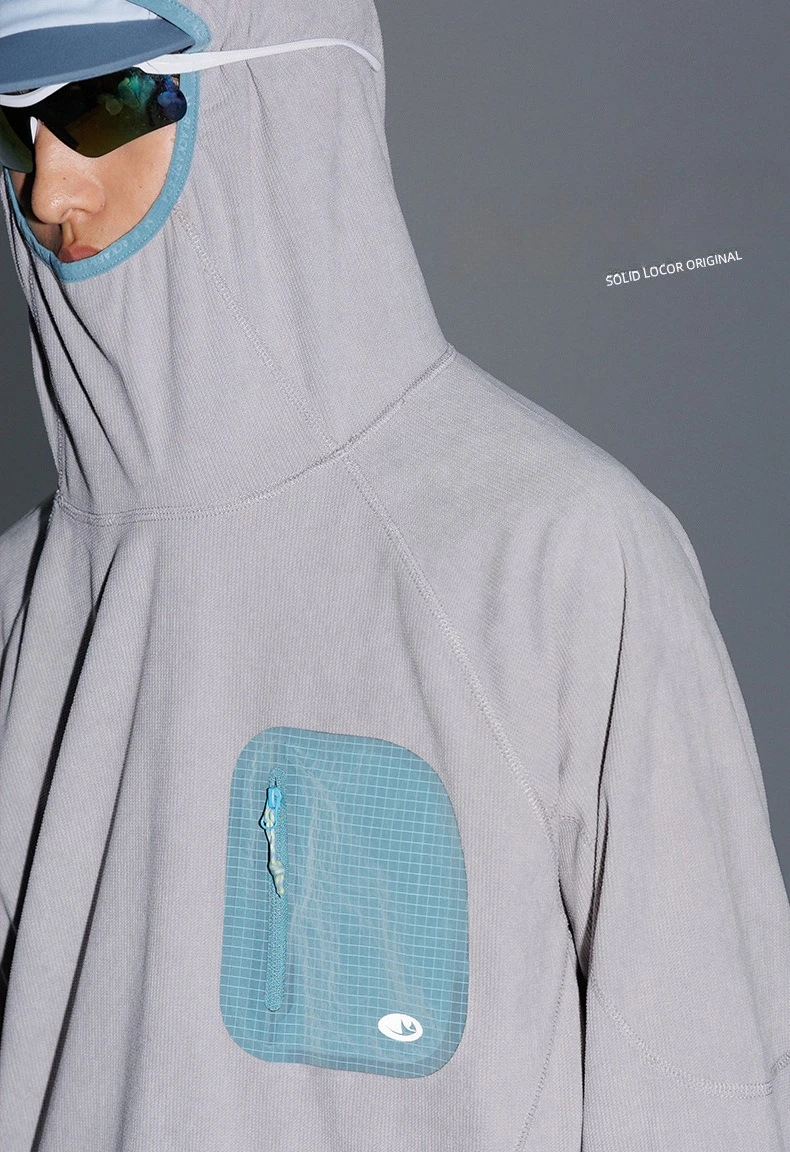 Unisex Leichtgewicht Waffelstruktur Hoodie Schnelltrocknend Langarm T-Shirt Atmungsaktiver Outdoor Sportlicher Pullover für Frühling Herbst – Detail 2