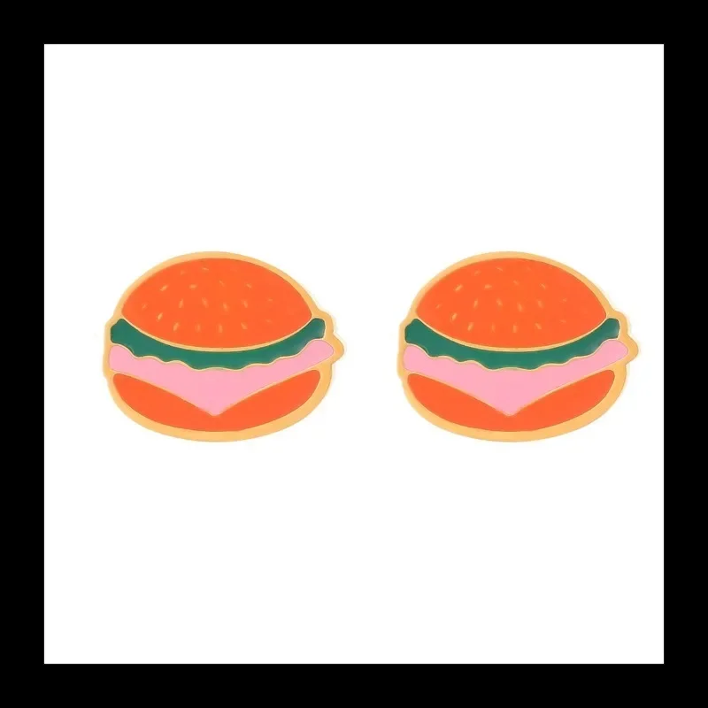 الإبداعية اللون يقطر الفولاذ المقاوم للصدأ وأقراط حلوة لطيف الكرتون الفاكهة كعكة أقراط صغيرة #5