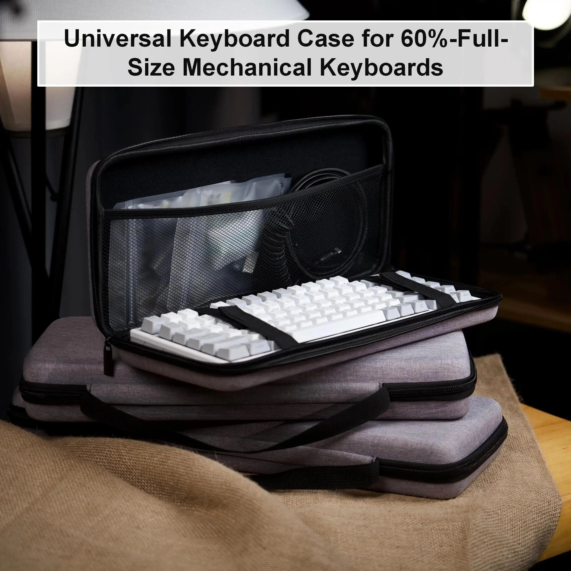 Mechanical Keyboard Storage Bag EVA Hard Case Dustproof Water-Resistant Pouch For 61 68 87 98 104 Keys Travel Home Storage Case