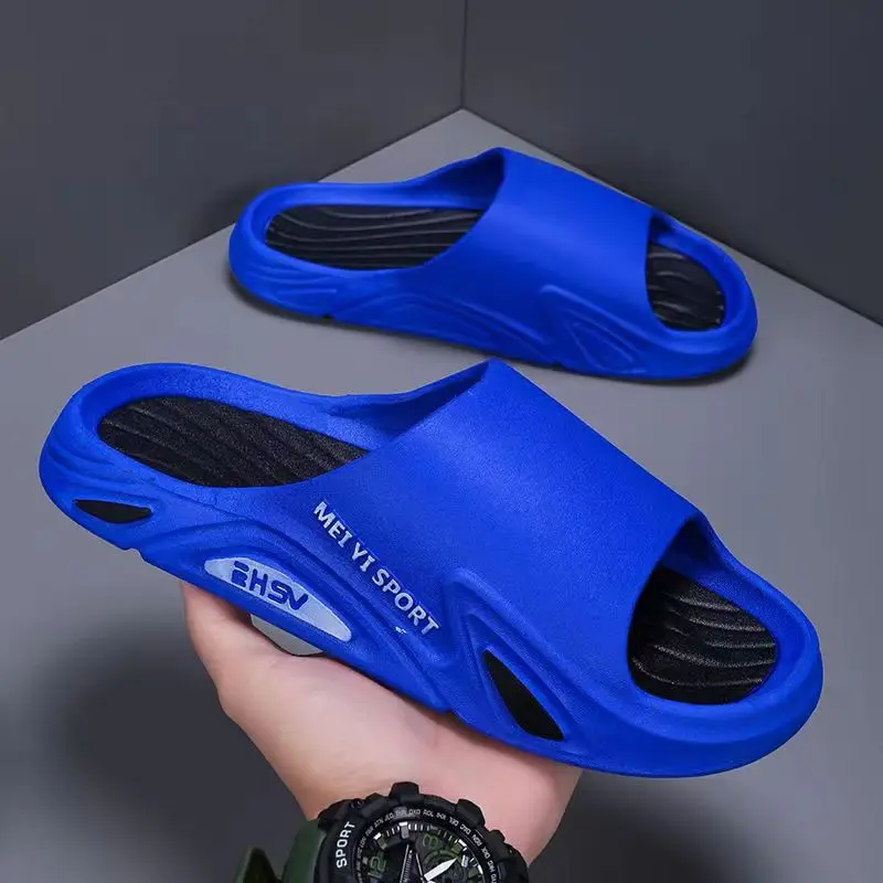 Man's Summer New One Word Slippers Soft Sole Non Slip Anti Odor Home Slippers Bathroom Slippers Outdoor  Beach Slippers