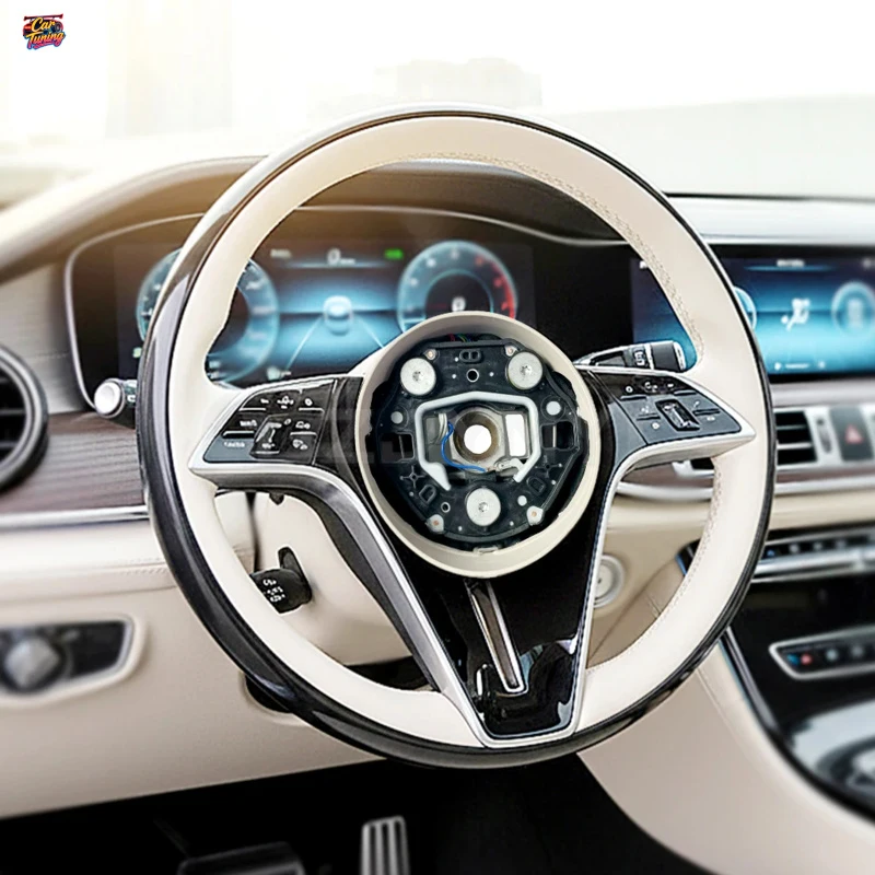 

for Mercedes Benz C/E/S/G/GLC/GLE/CLA/V-Class W204/W205/W213/W222/W223 Maybach Style Wood & Leather Steering Wheel Upgrade